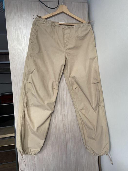 Spodnie baggy szeroki camel stradivarius