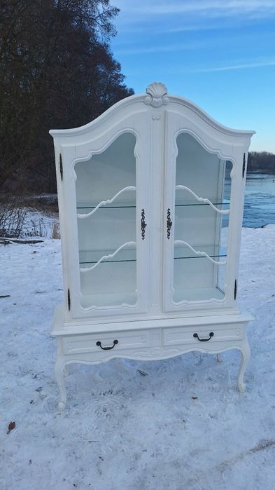 Drewniana Witryna Serwantka Szafka Styl Ludwikowski Biblioteczka