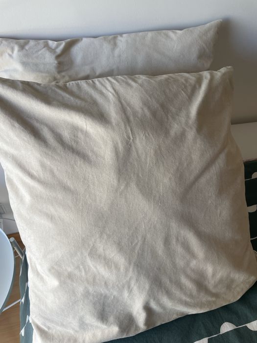 Duas almofadas com capa bege claro 50x50