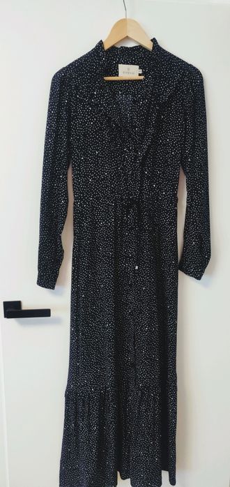 Sukienka maxi intensi polscy projektanci w groszki