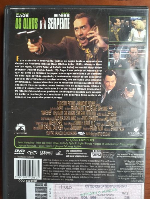 DVD Os Olhos da Serpente