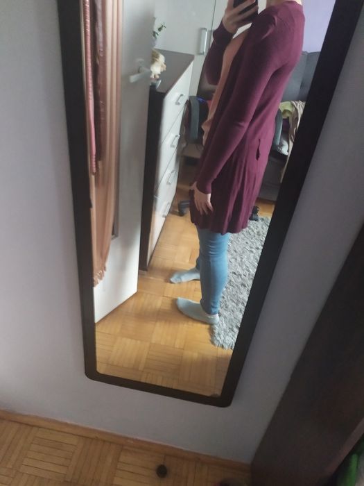 Długi rozpinany kardigan