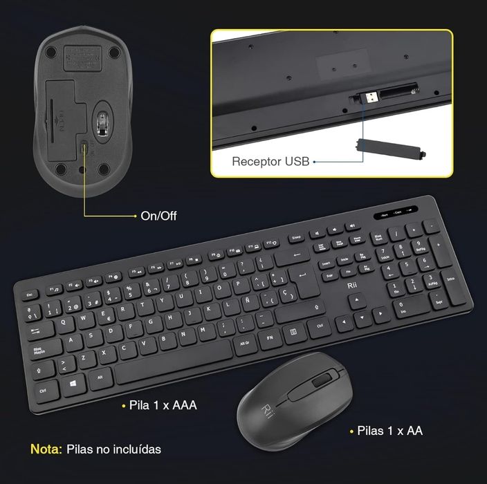 Teclado e rato sem fio - RII k200 - Novo