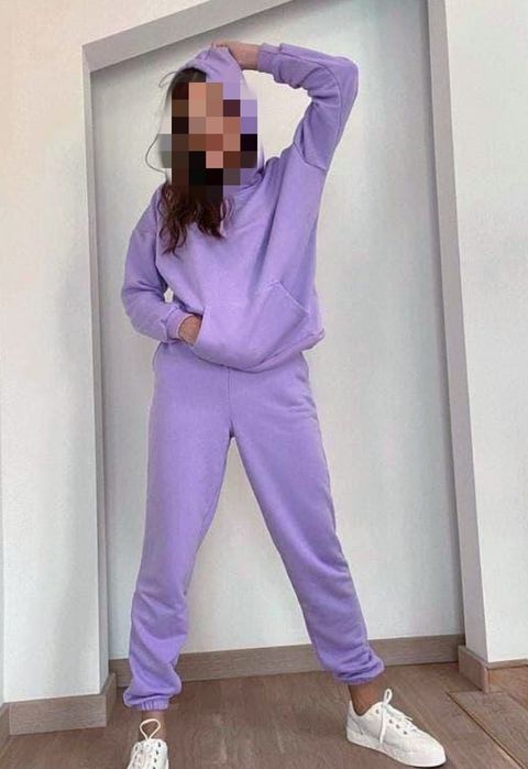 Спортивный костюм цвет лаванда худи +джогеры