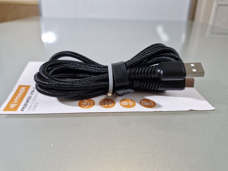 Kabel USB-A do USB-C Hykker 1.5 m Czarny Nylon