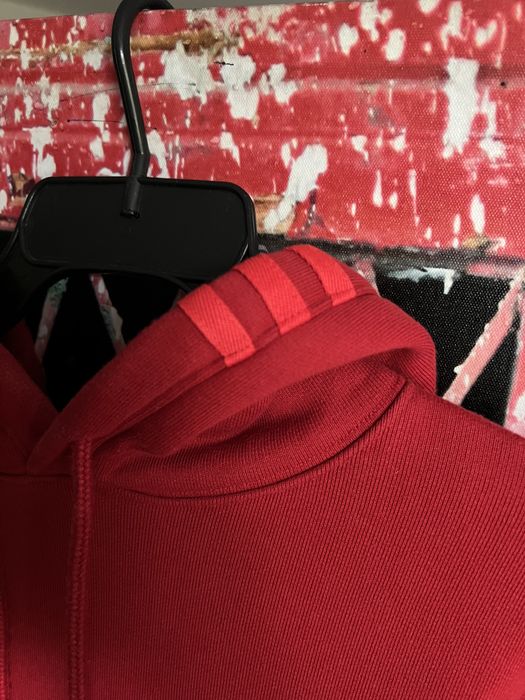 Czerwona bawełniana uniseks bluza z kapturem hoodie Adidas Ivy Park