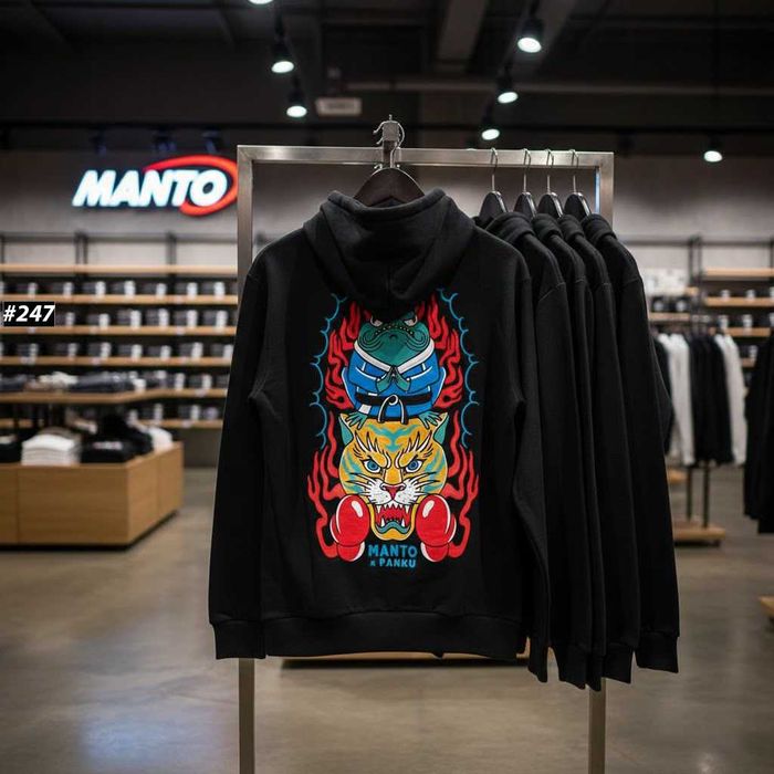 BIG Logo • Черное Худи MANTO x Panku • Толстовка Черная МАНТО Панку • XS/XL