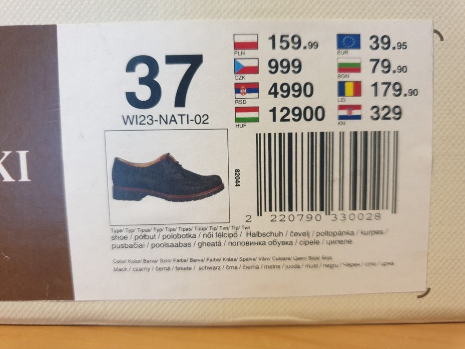 Trzewiki półbuty 37 Lasocki