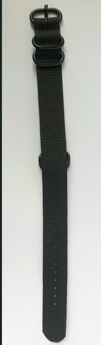 Pasek NATO nylonowy zegarek czarny stalowa sprzączka 22mm