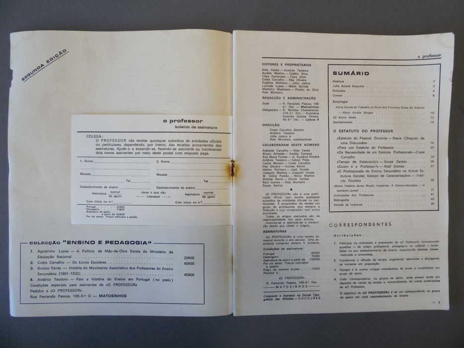 Revistas O Professor, Números 1 e 2