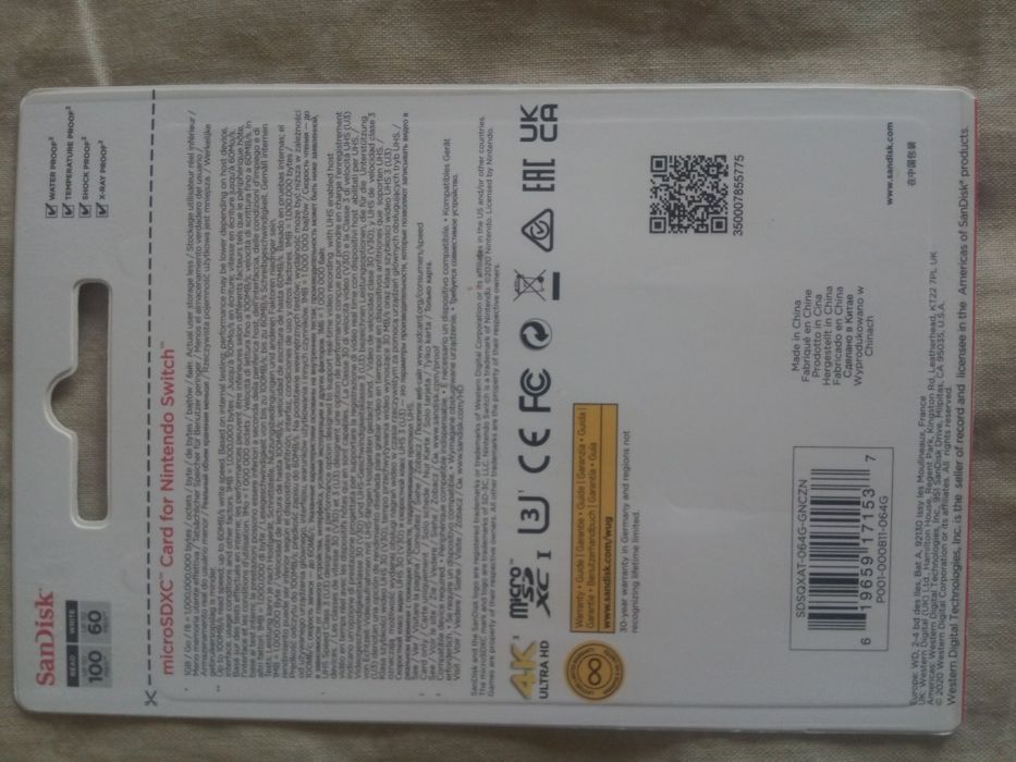 Cartão de memória switch 64 gb zelda NOVO