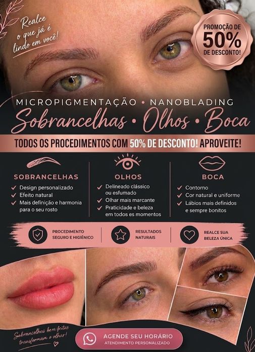 Micropigmentação/ sobrancelhas, olhos e boca