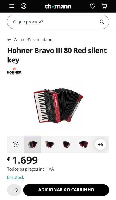 Acordeão Hohner à 3ª Voz - Acordeon
