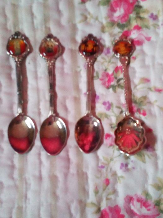 Conjunto de 4 colheres de chá banhado em prata Stuart