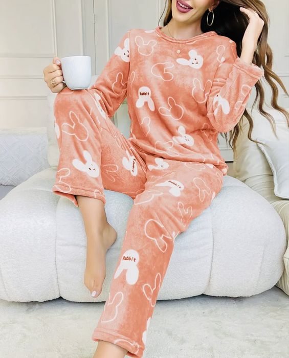 Домашній одяг, теплий піжамний комплект р.M