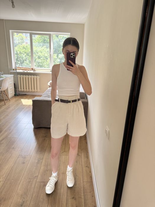 Лляні шорти-бермуди