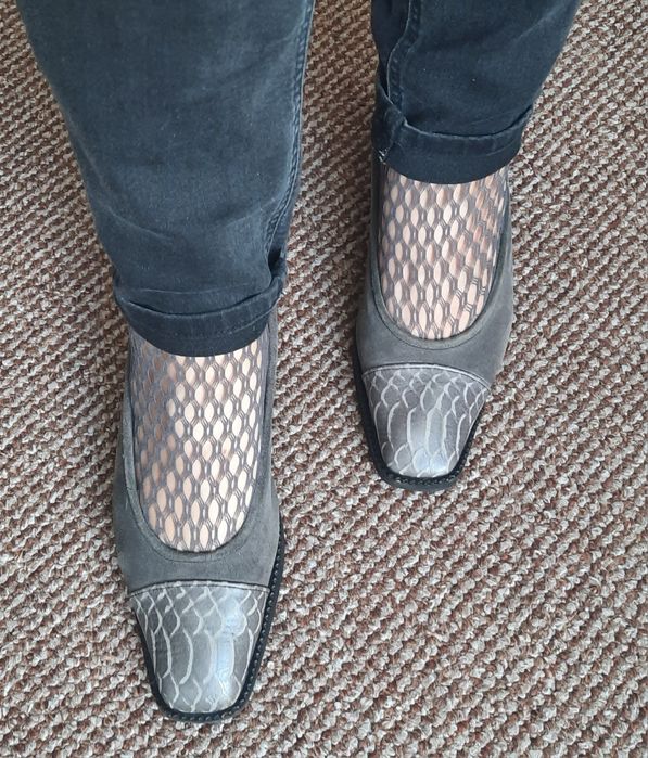 Skórzane damskie grafitowe buty 38,5/39r