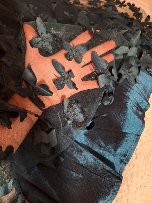 Długa sukienka wieczorowa butelkowa zieleń XS/S