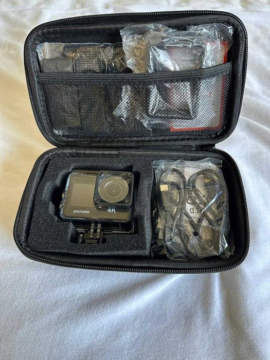 Câmara de Ação Porodo 4K Waterproof com Wi-Fi – Nova (Nunca Usada)