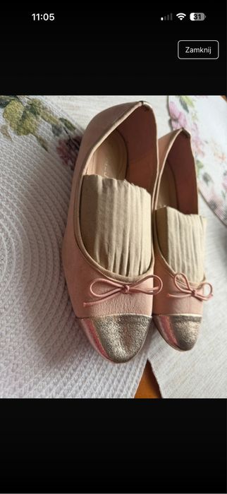 Nowe  balerinki 38 pudrowe