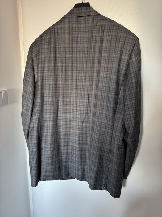 Canali marynarka 100% wool szaro-brązowa krata 56R idealna na zimę
