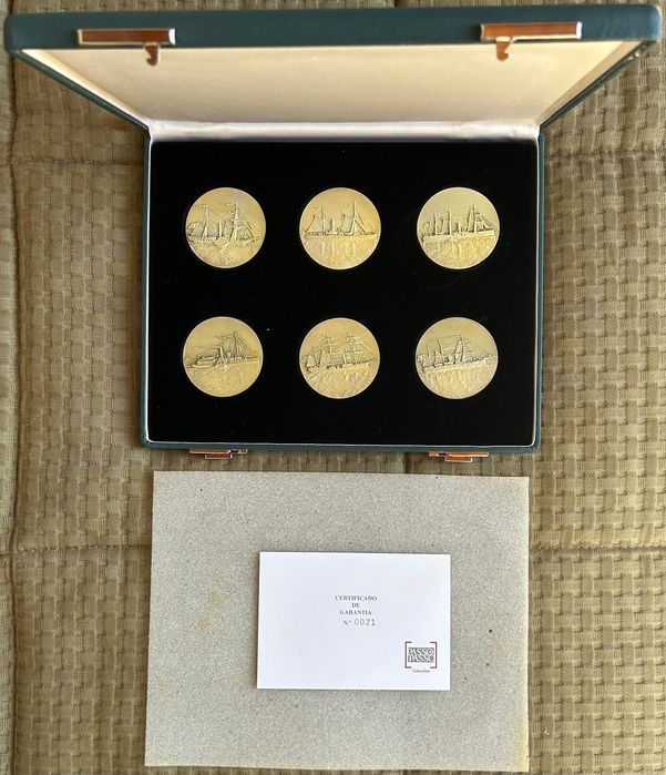 Lote de 12 Medalhas Prata 925 Navios de Guerra Portugueses Século XIX