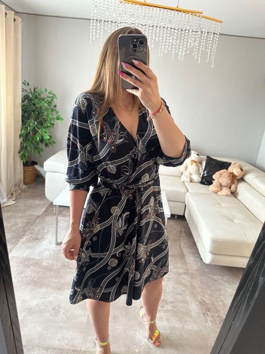 Kopertowa sukienka we wzory H&M L