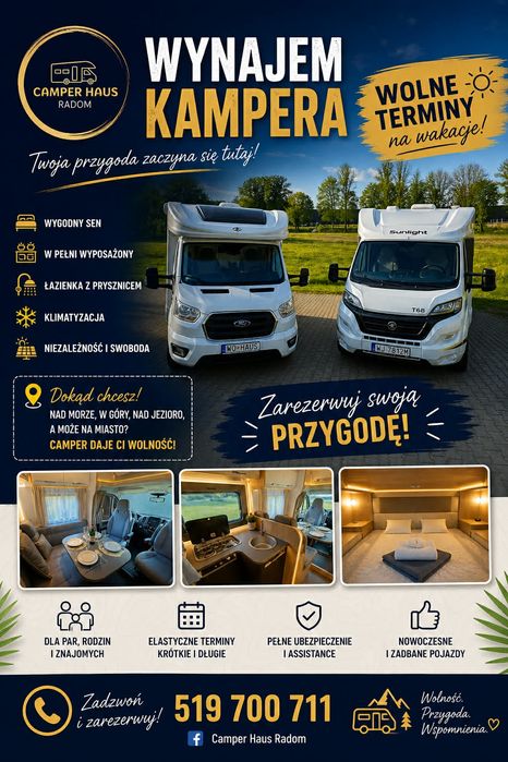 Wynajem kamperów *Radom* Boże Ciało