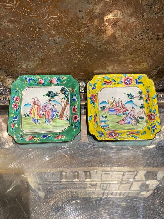 Aneleira Bandeja Esmalte Cantão China séc XIX 10,7 cm