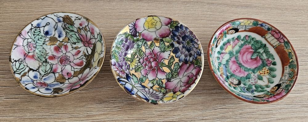 Conjunto de 3 pratosde porcelana chinesa