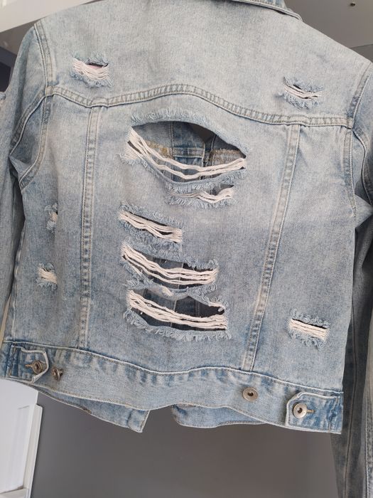 Bluza jeansowa  z dziurami r L