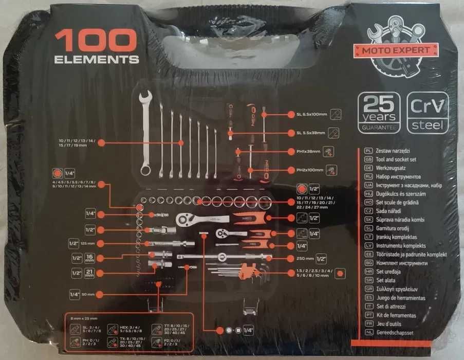 Neo Tools 10-206 Zestaw Narzędziowy 1/2" 1/4" 100 elem.