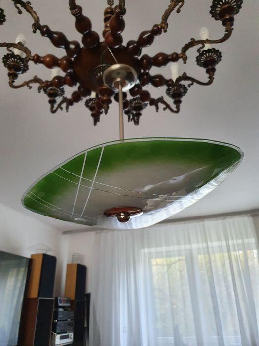 Żyrandol lata 60 szkło design prl retro J.I. Bytom