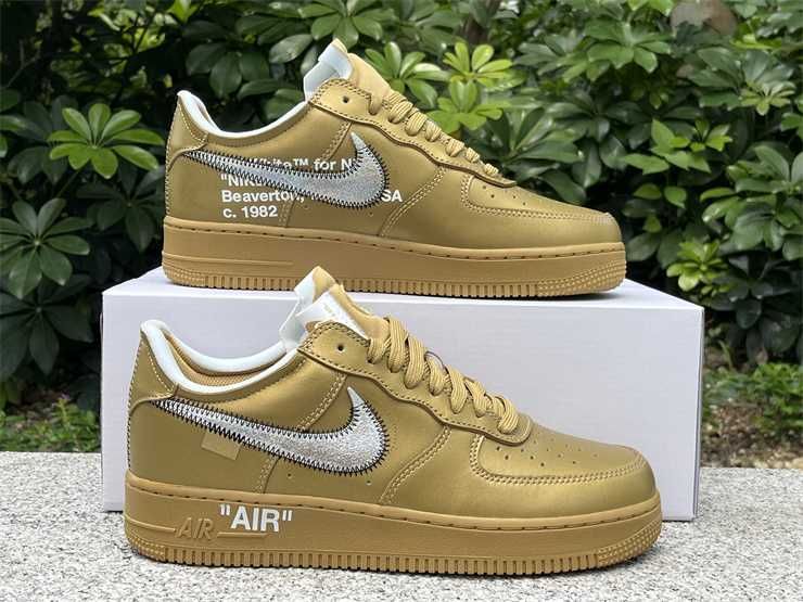 OFF-WHITE x Nike Air Force 1   gold Co branded 36——46