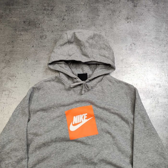 MĘSKA bluza z Kapturem Hoodie Szara Bawełna Duże Logo Casual AIR Nike