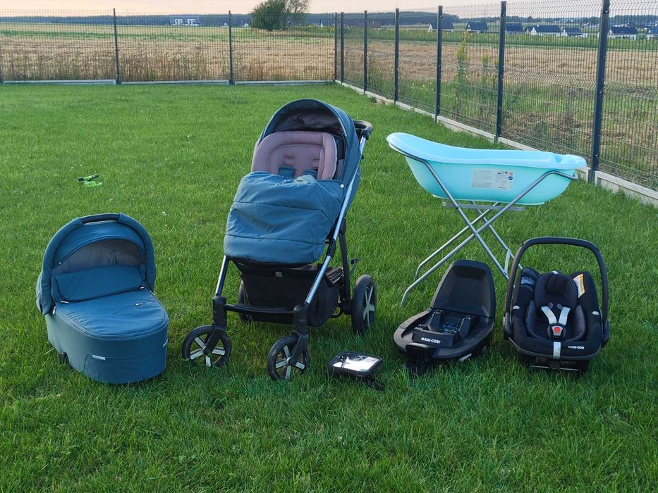 Wózek Baby Design Husky 2021 + fotelik Maxi Cosi Pebble Pro + dodatki