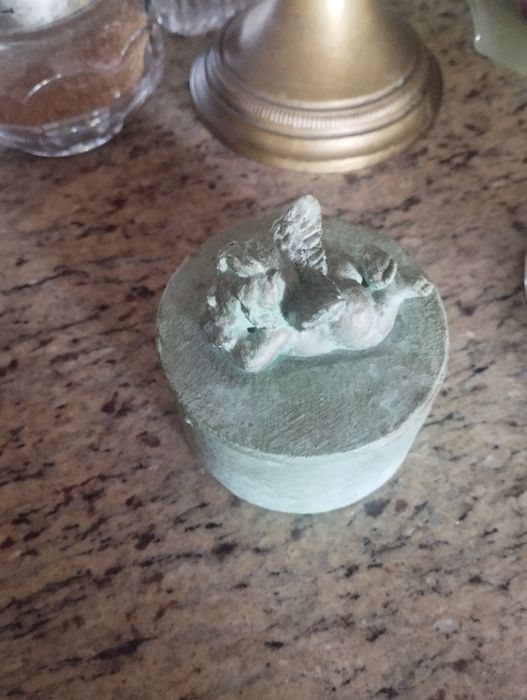 Stare pudełko z aniołkiem shabby chic vintage