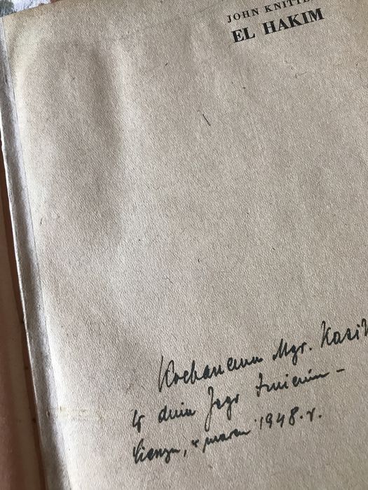 Pamiętnik lekarza opowieść El Hakim wydana w 1947 z dedykacją z 1948