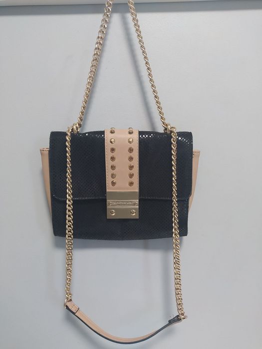 Elegancka torebka damska czarno beżowa