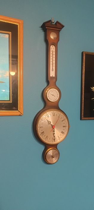 Zegar ścienny niemiecki temperatura czas barometr itp itd