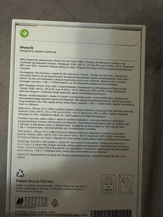 iPhone 15 128 GB Czarny