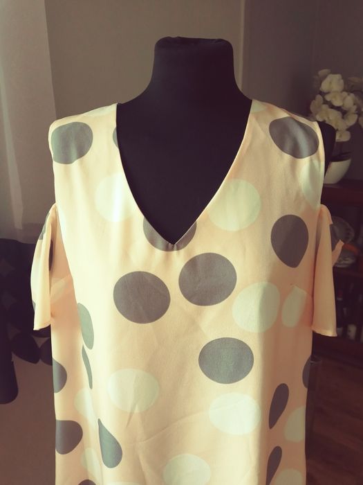 Sukienka prosta grochy lato 40 luzna