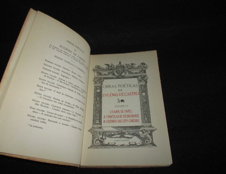 Livros Obras Poéticas de Eugénio de Castro Volumes IX e X 1944