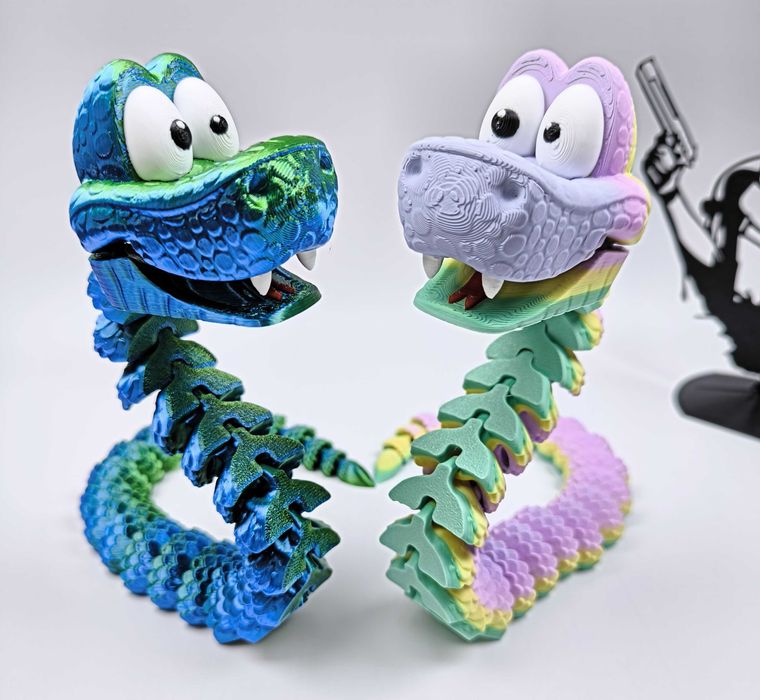 Розпродаж! 3д друк! Змія 45см із прихованими безпечними зубками