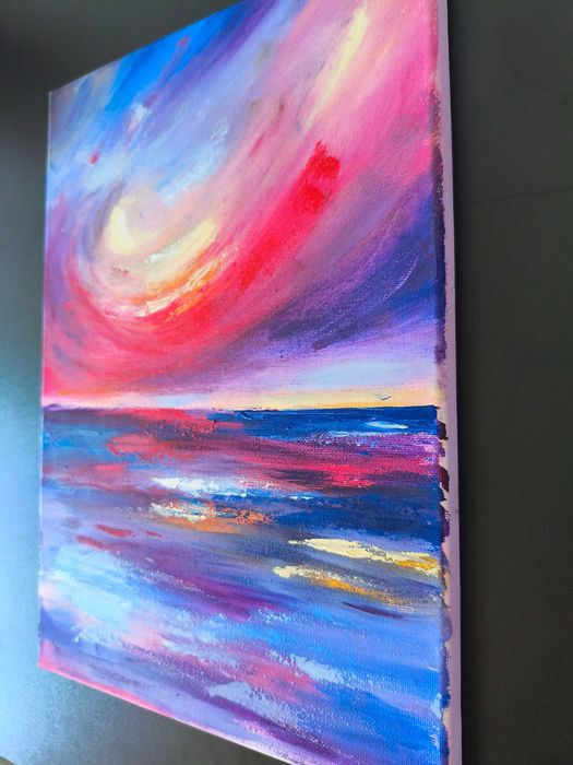 Abstrakcja Morze i Niebo Komplet 2 Obrazów Zachód Słońca 35x50