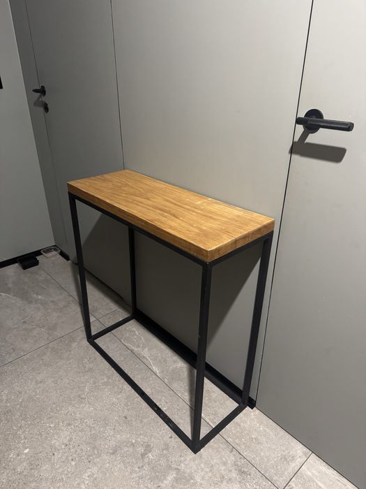 Konsola / stolik przyścienny LOFT – gruby blat dębowy, naturalne drewno