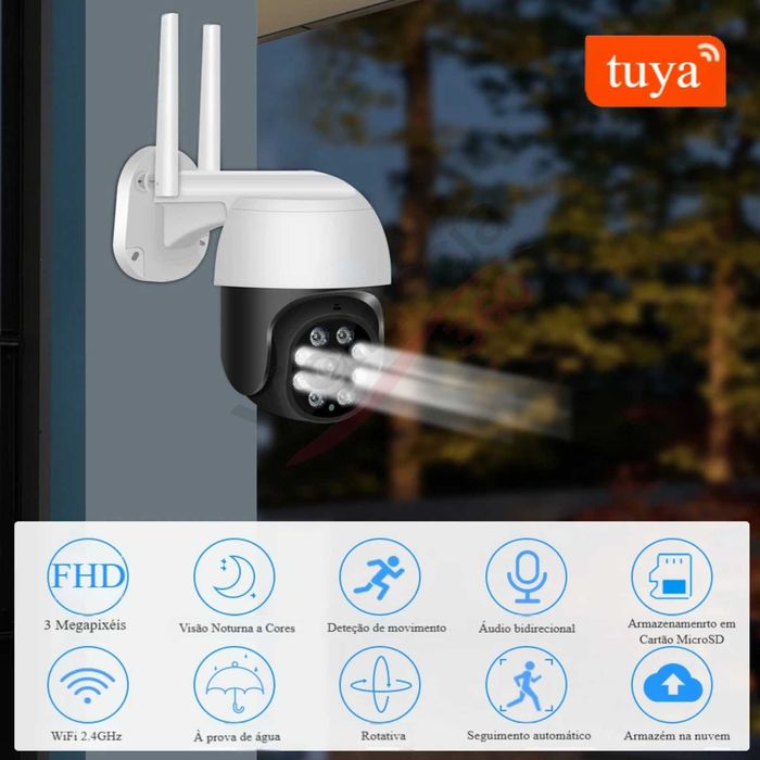 Câmara Vigilância PTZ WiFi Exterior FullHD 1080P Visão Noturna NOVA