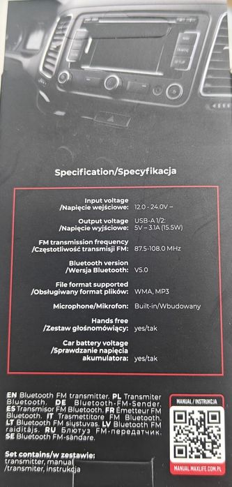 Transmiter FM Bluetooth Maxlife