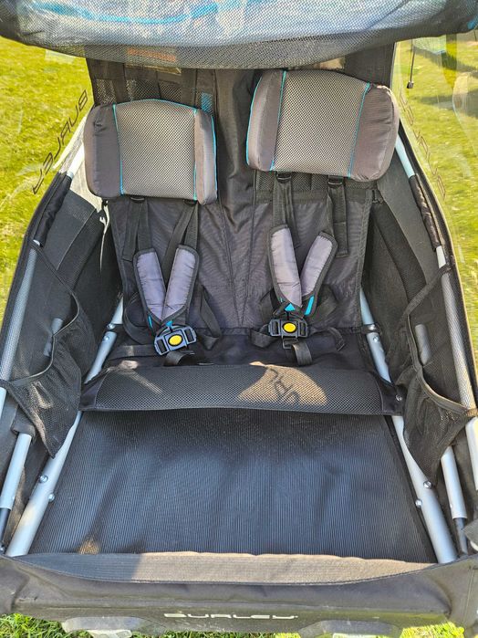 Burley D’Lite X Double + Stroller Kit + 2 uchwyty rowerowe | stan idealny