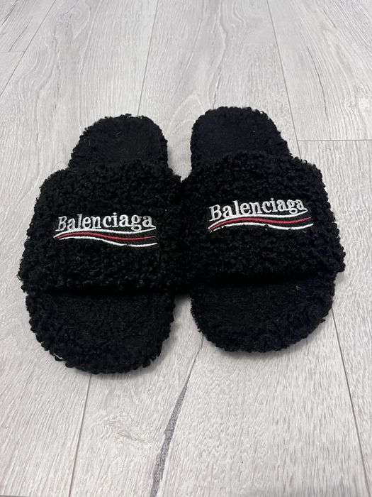 Balenciaga fluffy slides тапки